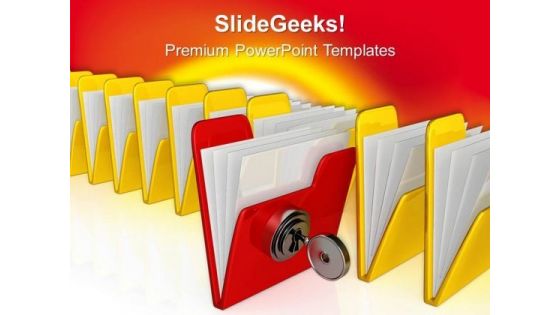 Computer Folder With Key Security PowerPoint Templates And PowerPoint Themes 0712