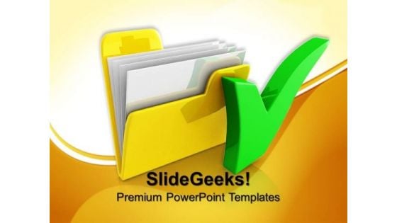 Computer Folder With Tick Symbol PowerPoint Templates And PowerPoint Themes 0712