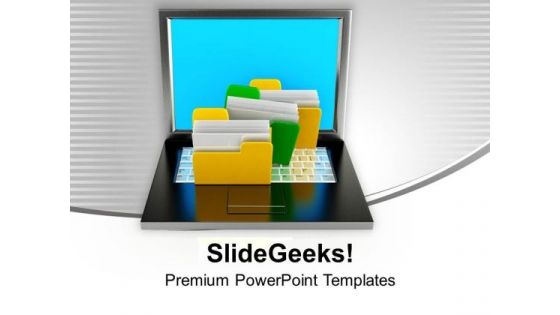 Computer Folders On A Laptop PowerPoint Templates Ppt Backgrounds For Slides 0113