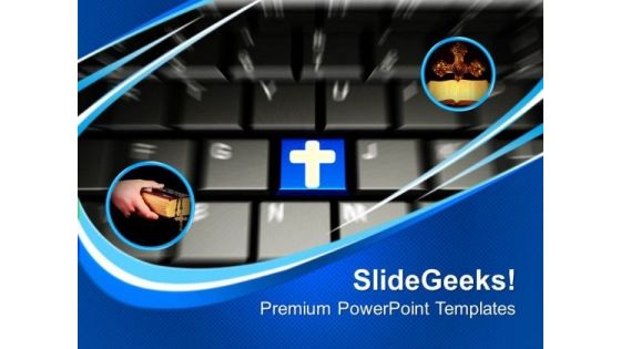 Computer Keyboard With Cross Internet PowerPoint Templates And PowerPoint Themes 0912