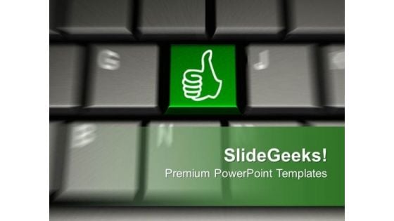 Computer Keyboard With Gesturing Hand Winner PowerPoint Templates Ppt Backgrounds For Slides 0113