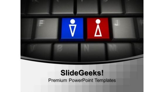 Computer Keyboard With Male And Female Keys PowerPoint Templates And PowerPoint Themes 1012