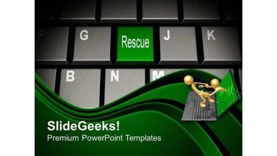 Computer Keyboard With Rescue Key PowerPoint Templates Ppt Backgrounds For Slides 0213