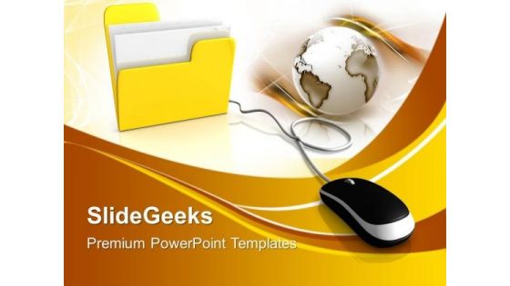 Computer Mouse And Yellow Folder PowerPoint Templates And PowerPoint Themes 1012