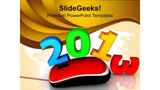 Computer Mouse With New Year Celebration Event PowerPoint Templates Ppt Backgrounds For Slides 1212