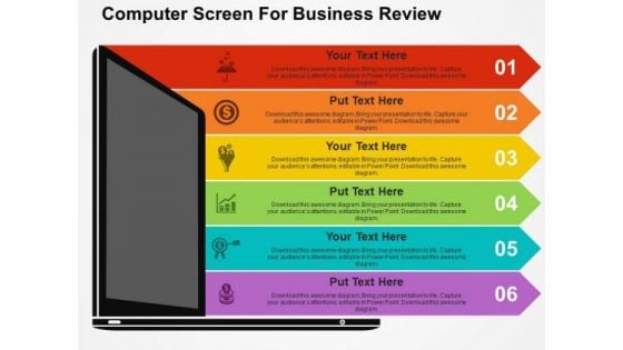 Computer Screen For Business Review PowerPoint Template