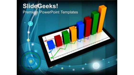 Computer Tablet With Business Graph PowerPoint Templates And PowerPoint Themes 0912