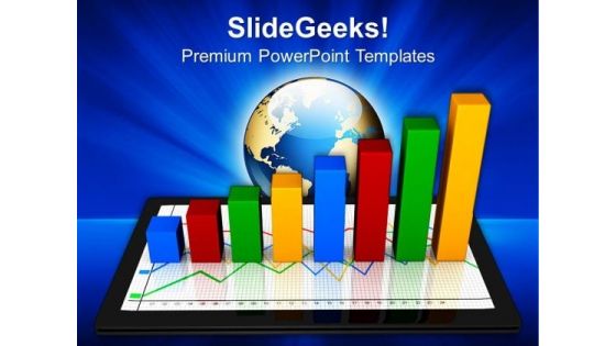 Computer Tablet With Business Growth Graph Marketing PowerPoint Templates And PowerPoint Themes 0912