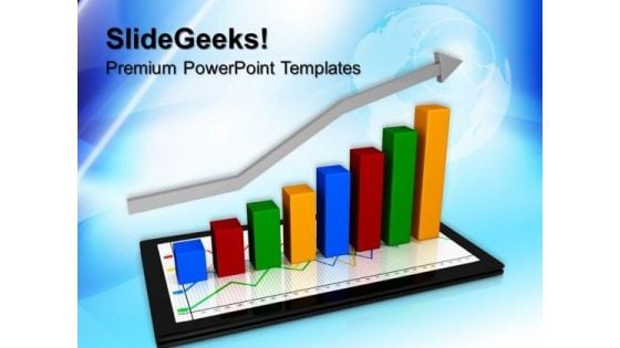 Computer Tablet With Graph Arrow Business PowerPoint Templates And PowerPoint Themes 0712