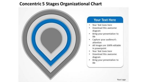 Concentric 5 Stages Organisational Chart Business Plan Format Template PowerPoint Slides