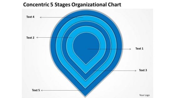 Concentric 5 Stages Organisational Chart Standard Business Plan PowerPoint Slides