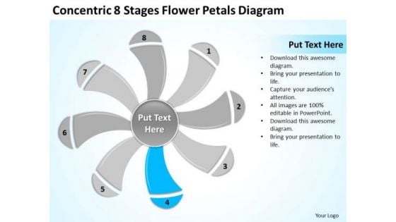 Concentric 8 Stages Flower Petals Diagram Ppt Bottled Water Business Plan PowerPoint Templates