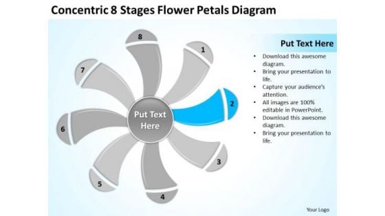 Concentric 8 Stages Flower Petals Diagram Ppt Business Plan Company PowerPoint Slides