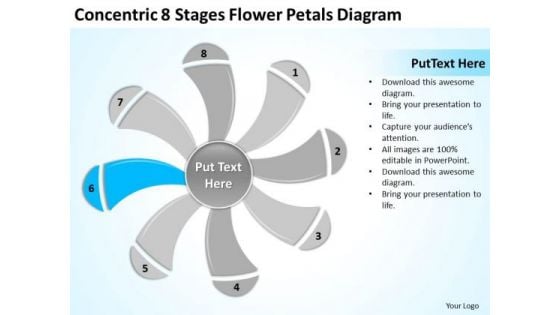 Concentric 8 Stages Flower Petals Diagram Ppt Business Plan Example PowerPoint Slides
