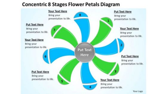 Concentric 8 Stages Flower Petals Diagram Ppt Business Plan PowerPoint Templates