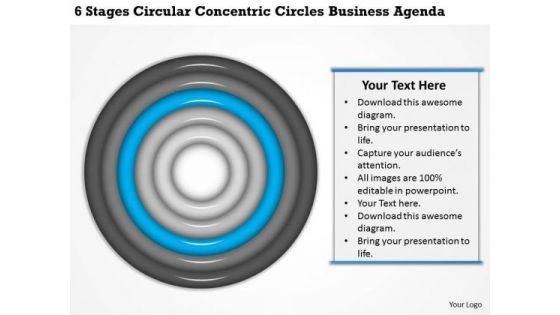 Concentric Circles Business Agenda Fitness Center Plan PowerPoint Templates