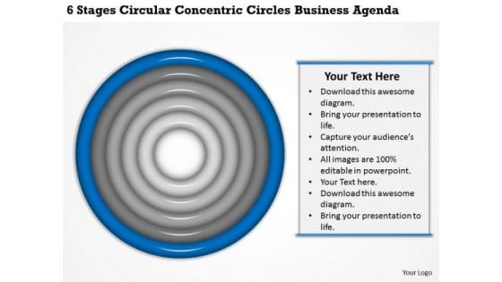 Concentric Circles Business Agenda Ppt Writing Plan Template Free PowerPoint Templates