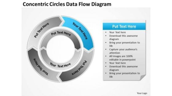 Concentric Circles Data Flow Diagram Business Plan Financials PowerPoint Slides