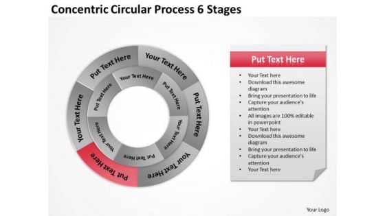 Concentric Circular Process 6 Stages Business Action Plan PowerPoint Templates