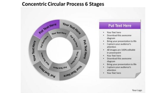 Concentric Circular Process 6 Stages Business Plan PowerPoint Slide