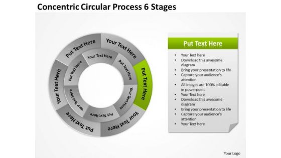 Concentric Circular Process 6 Stages Business Plan PowerPoint Slides