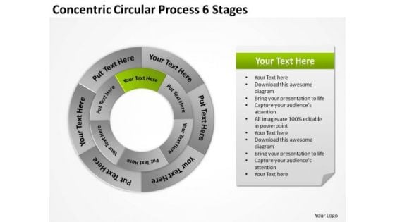 Concentric Circular Process 6 Stages Business Plans PowerPoint Templates