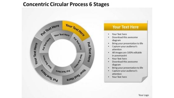 Concentric Circular Process 6 Stages Business Proposal Examples PowerPoint Templates