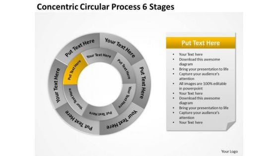 Concentric Circular Process 6 Stages How To Business Plan PowerPoint Slides