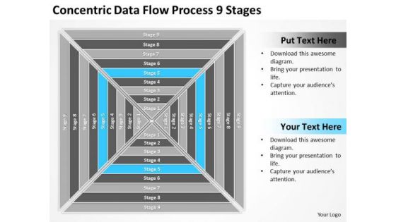 Concentric Data Flow Process 9 Stages Business Plan PowerPoint Slide