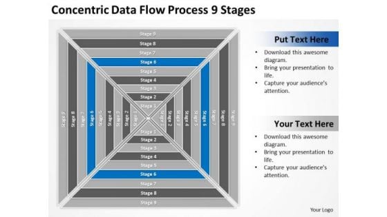 Concentric Data Flow Process 9 Stages Business Plans For PowerPoint Templates