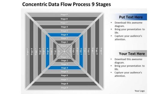 Concentric Data Flow Process 9 Stages Business Plans PowerPoint Slides