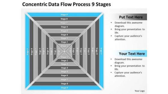 Concentric Data Flow Process 9 Stages Ppt Easy Business Plan Template PowerPoint Slides