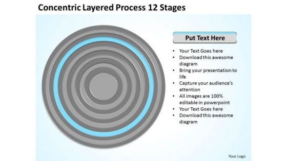 Concentric Layered Process 12 Stages Business Plan PowerPoint Templates