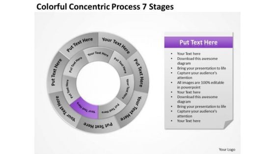 Concentric Process 7 Stages Write Business Plan Template PowerPoint Templates