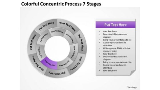 Concentric Process 7 Stages Write Business Plan Template PowerPoint Templates