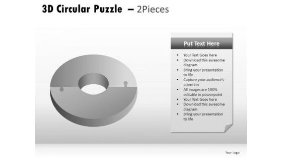 Concept 3d Circular Puzzle 2 Pieces PowerPoint Slides And Ppt Diagram Templates