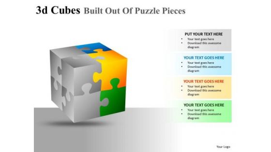 Concept 3d Cubes Puzzle Pieces PowerPoint Slides And Ppt Diagram Templates