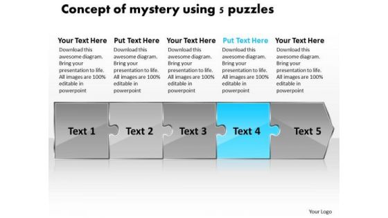 Concept Of Mystery Using 5 Puzzles Ppt Technical Support Flow Chart PowerPoint Templates