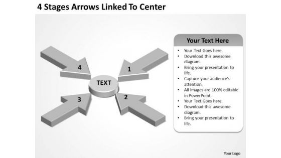 Concept Of Parallel Processing 4 Stages Arrows Linked To Center PowerPoint Templates