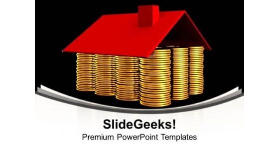 Conceptual House Made From Coins Money PowerPoint Templates And PowerPoint Themes 1012