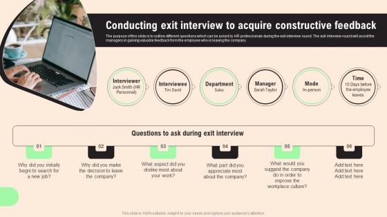 Conducting Exit Interview Acquire HR Retention Techniques For Business Owners Pictures Pdf