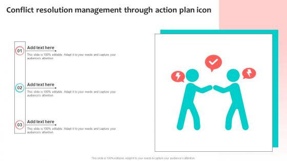 Conflict Resolution Management Through Action Plan Icon Infographics Pdf