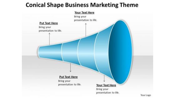 Conical Shape Business Marketing Theme Ppt Plan Companies PowerPoint Slides