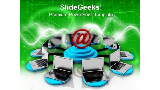 Connceted Laptops Networking Concept PowerPoint Templates Ppt Backgrounds For Slides 0713