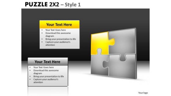 Connected Puzzles With 1 Piece Highlighted PowerPoint Templates And Ppt Slides