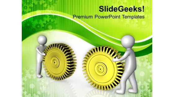 Connecting Gears Partnership Concept PowerPoint Templates Ppt Backgrounds For Slides 0613