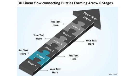 Connecting Puzzles Forming Arrow 6 Stages Simple Business Plan Templates PowerPoint Slides
