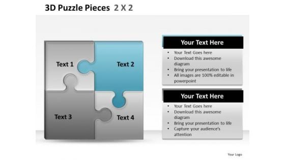 Connection 3d Puzzle Pieces 2x2 PowerPoint Slides And Ppt Diagram Templates