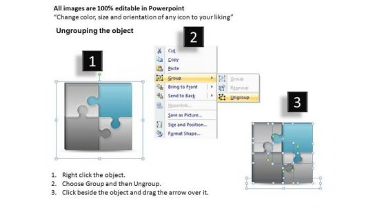 Connection 3d Puzzle Pieces 2x2 PowerPoint Slides And Ppt Diagram Templates