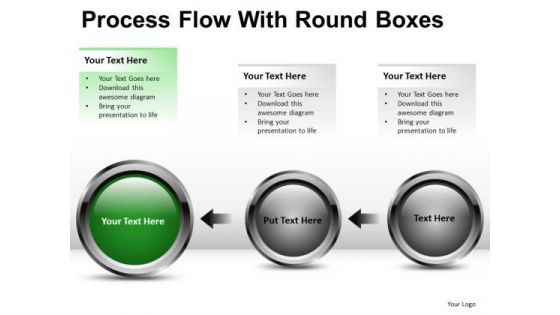 Connection Process Flow With Round Boxes PowerPoint Slides And Ppt Diagram Templates